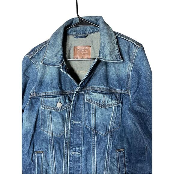 Abercrombie & Fitch Mens Medium Blue Washed Trucker Jean Jacket Size M - Picture 2 of 9